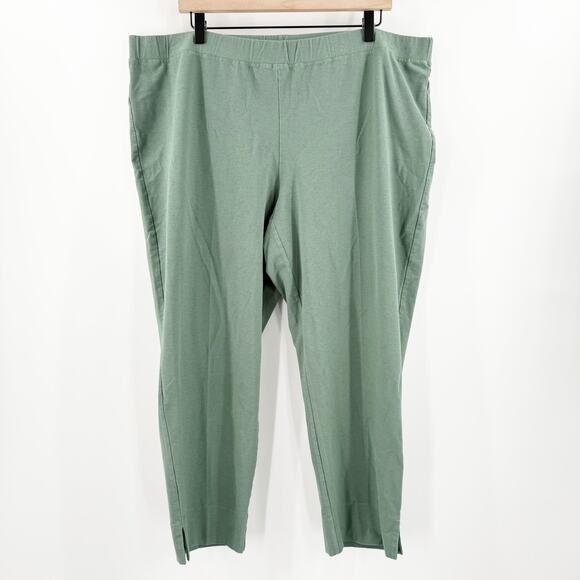 EILEEN FISHER Woman Crepe Pants SZ 2X Crepe Plus Green Washable Pull On Stretch - Picture 1 of 12